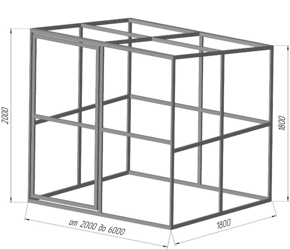 Хозблок 2х2 металлокаркас чертеж