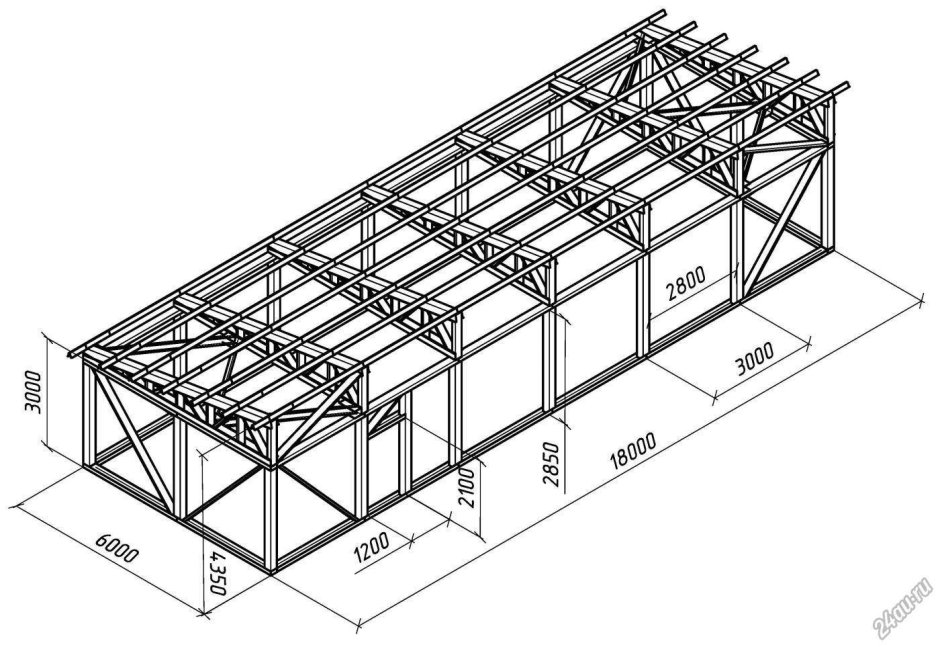 Односкатный ангар 12х18