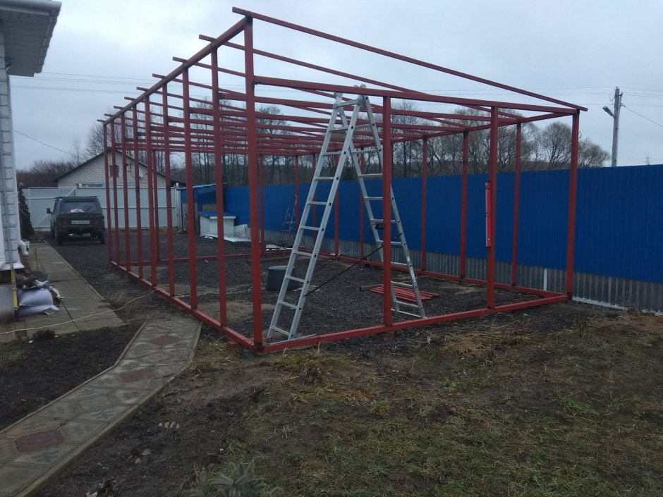 Сарай 3х4 из профильной трубы 40х40 односкатка