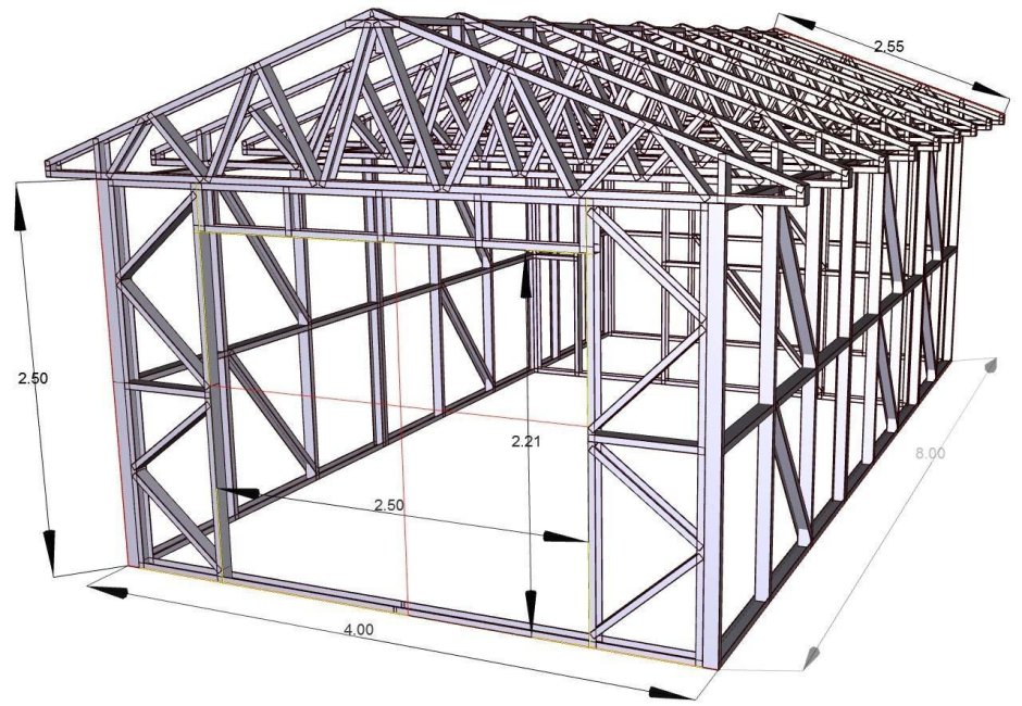 Каркас гаража 4х6 труба 60мм