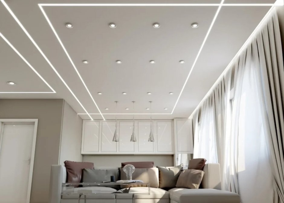 Натяжные потолки со световыми линиями в Махачкале