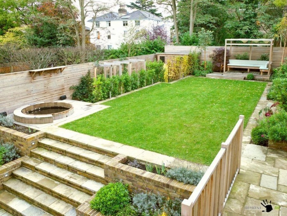 Подпорная стена в ландшафте