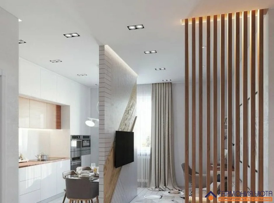 Перегородка из деревянных реек