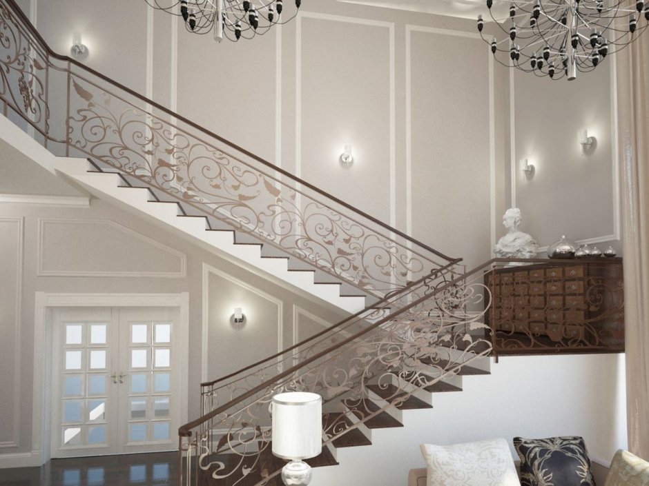 Лестница в стиле Неоклассика в интерьере