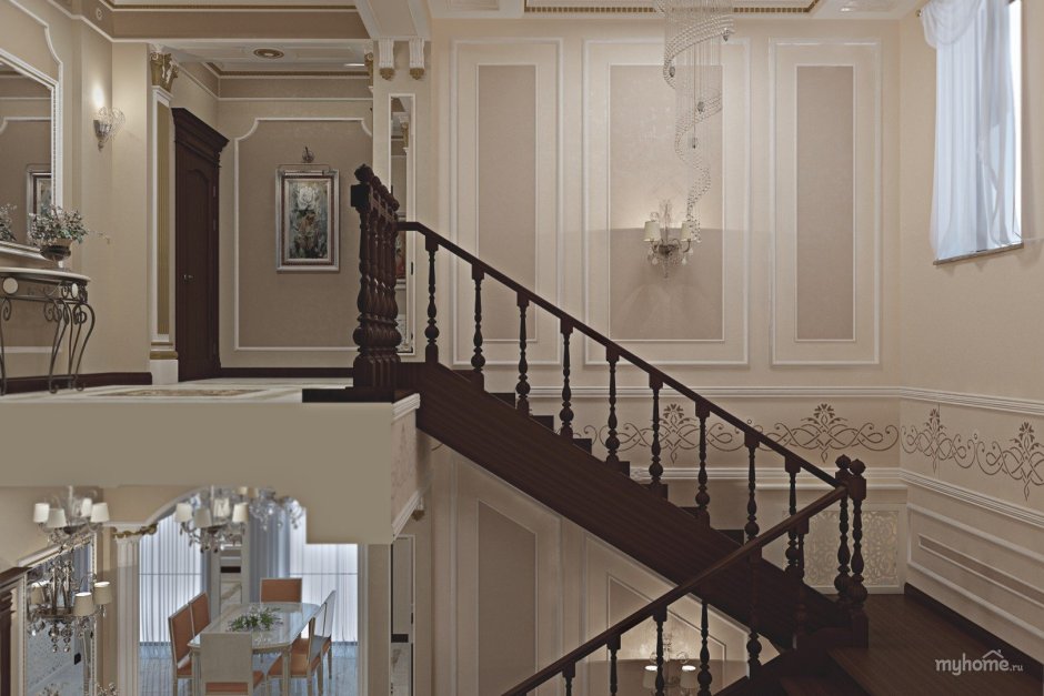 Молдинги на лестничной площадке