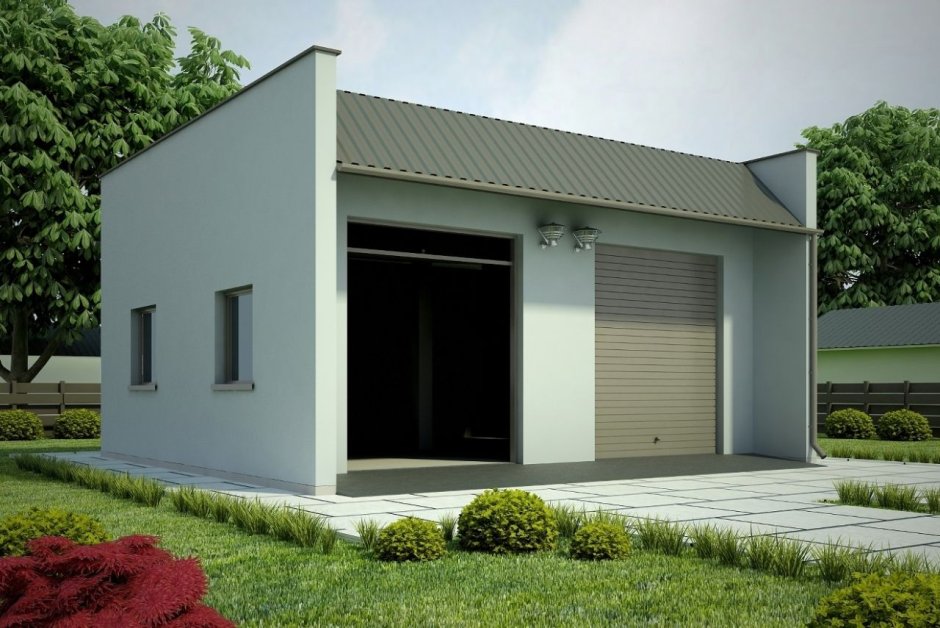 Гараж с плоской крышей