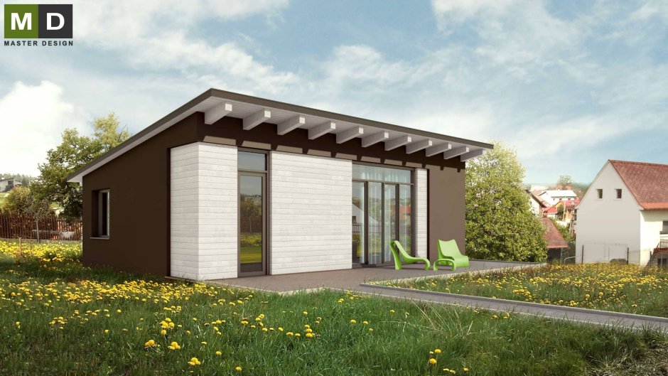 Домик 6х4 одноэтажный с односкатной крышей