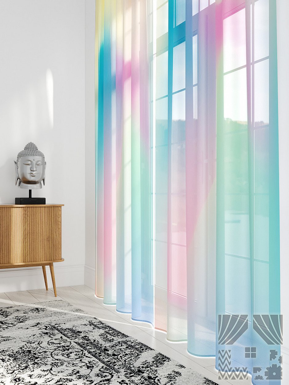 Тюль белая с серым