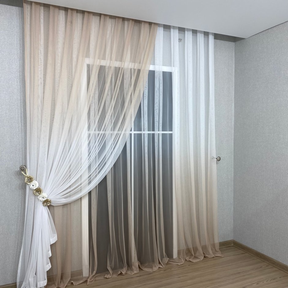 Тюль омбре в интерьере кухни