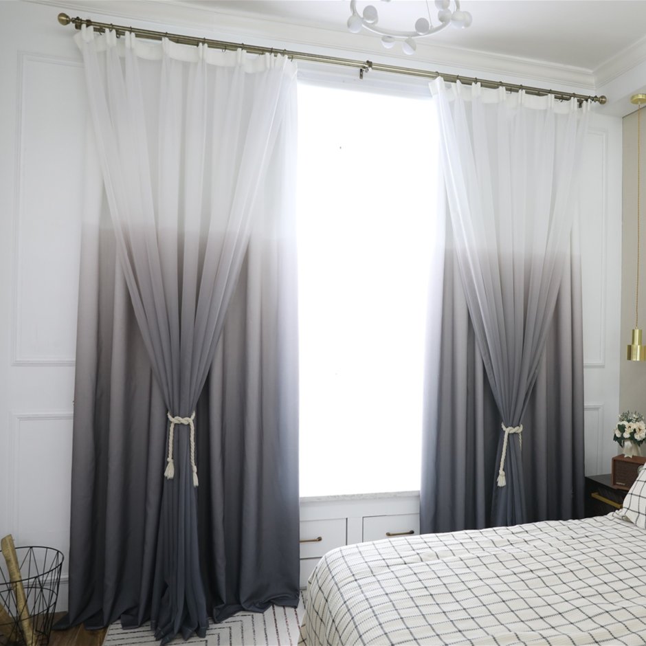 Тюль градиент серый