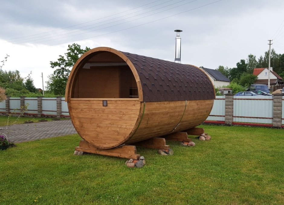 Баня бочка на траве фото HD