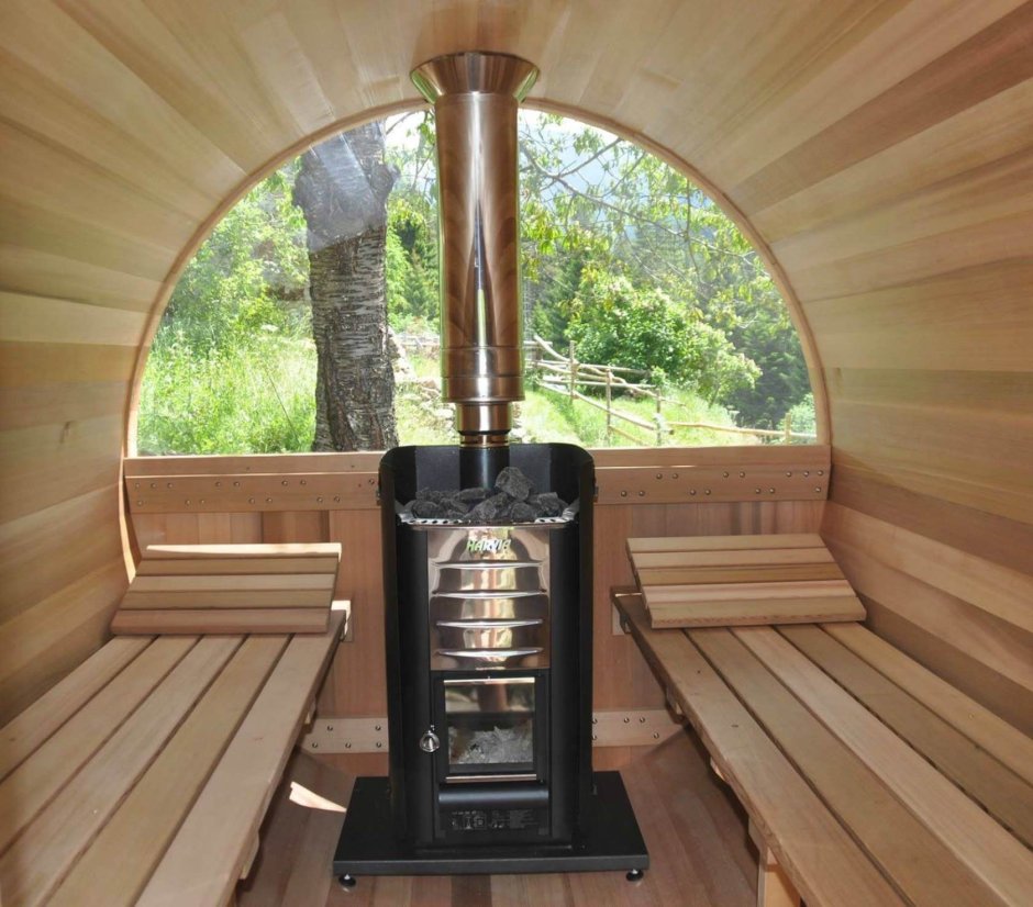 Баня бочка с панорамным стеклом