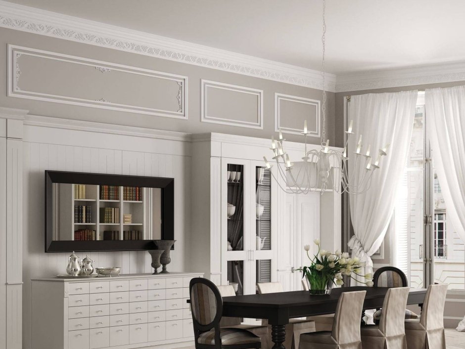 Потолочный плинтус в интерьере