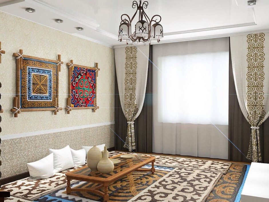Дагестанские ковры в интерьере гостиной