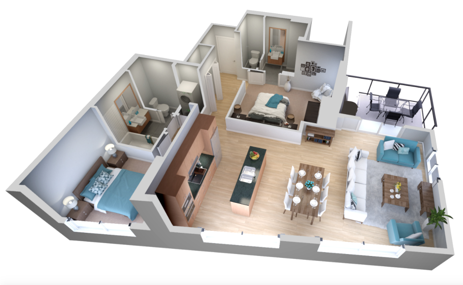 Трехкомнатная квартира вид сверху