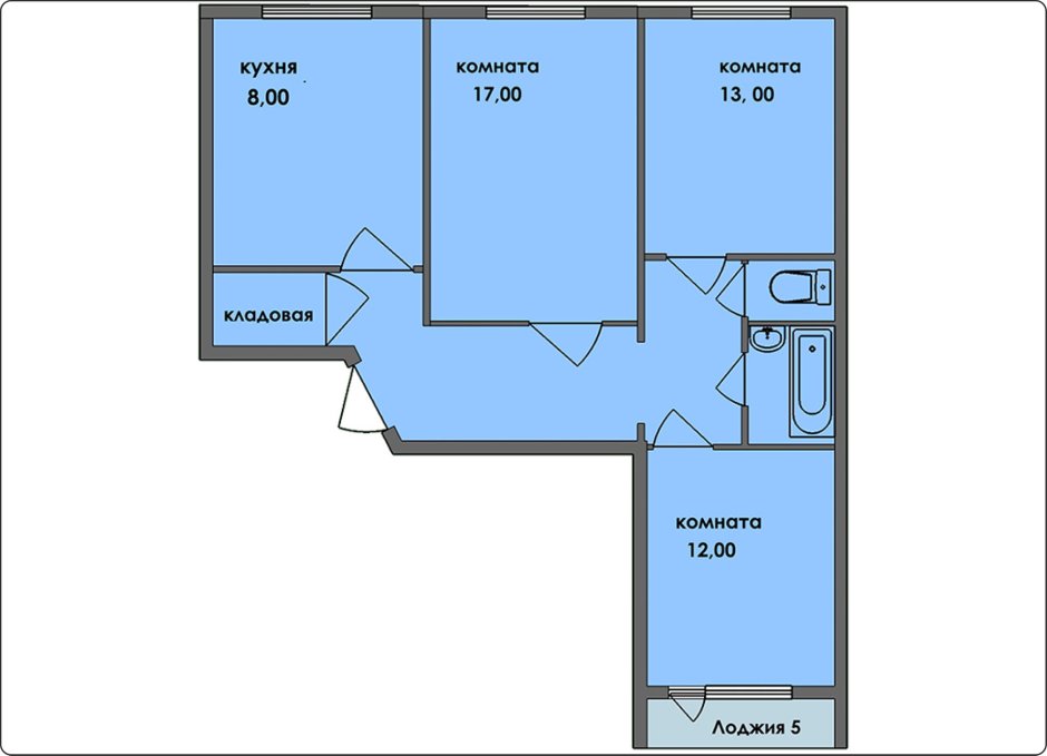 Планировка 3 комнатной квартиры 121 серии Челябинск
