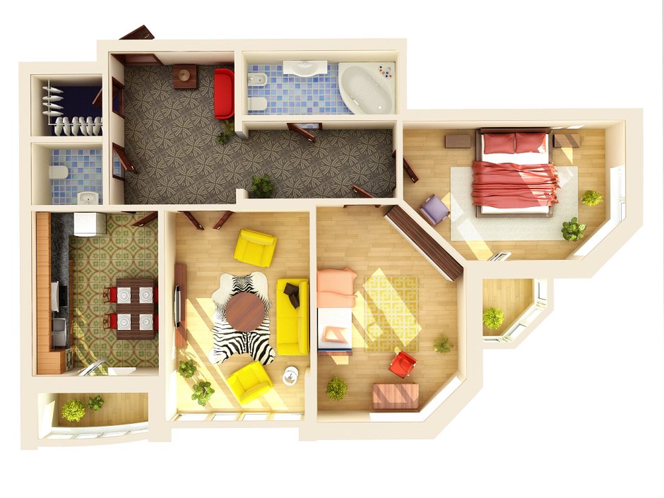 План квартиры сверху