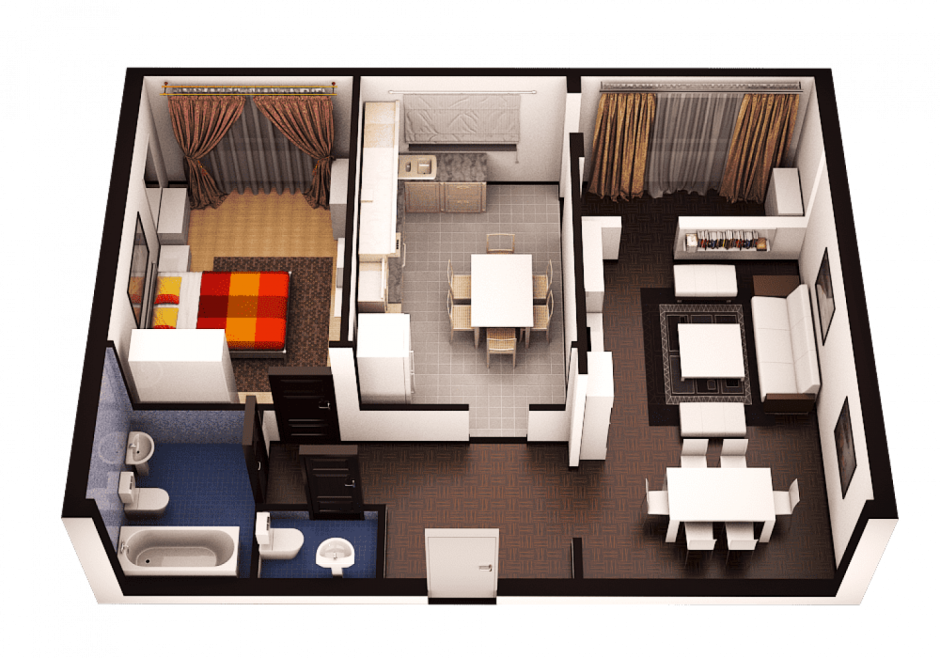 Трешка 45 кв.м планировка