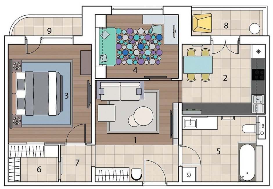 Перепланировка двухкомнатной квартиры п3м