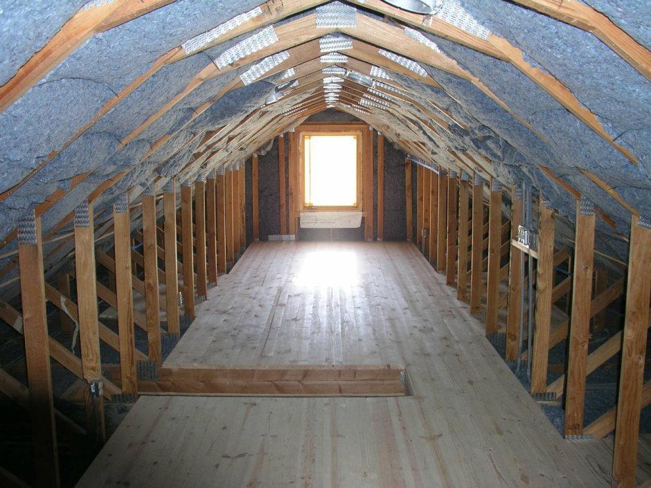 Интерьер мансарды в доме из СИП панелей