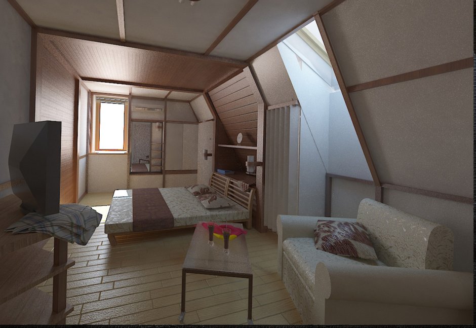 Обшивка мансарды фанерой