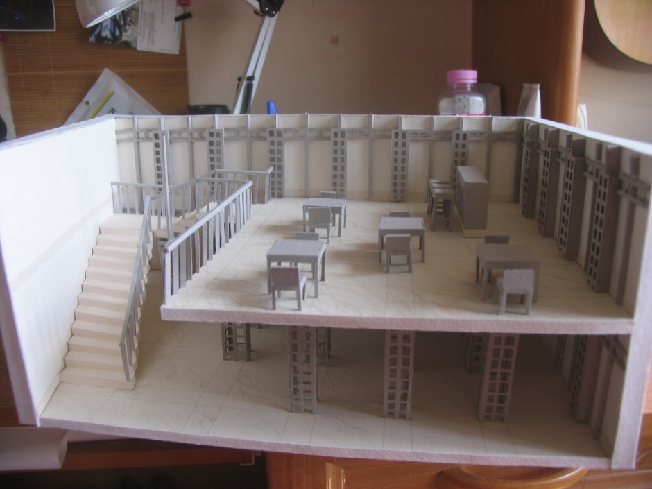 Нарисованная гостиная с камином