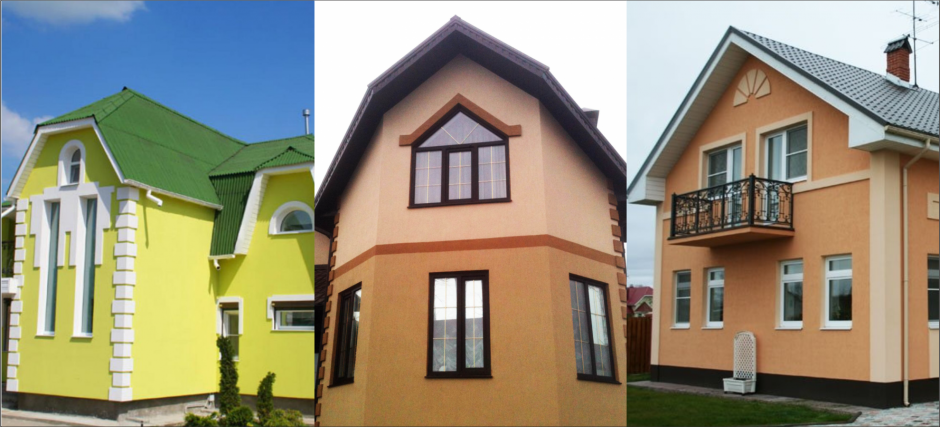 Фасады домов окрашенные 2 цвета