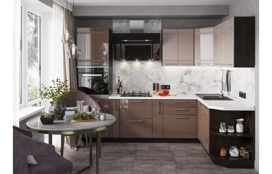 Кухня София мокко кофе с молоком шоколад модульная