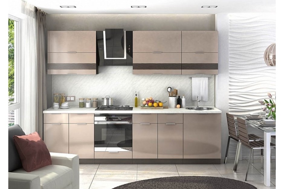 Кухня Алвик кашемир и базальт глянец