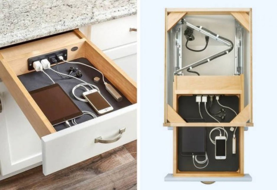 Розетка в ящике тумбочки