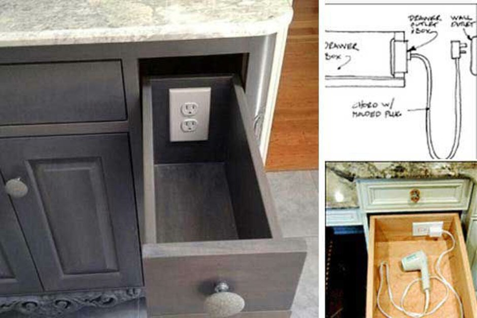 Розетка в выдвижном ящике