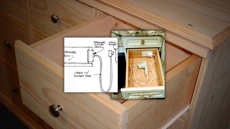 Розетка в ящике тумбочки