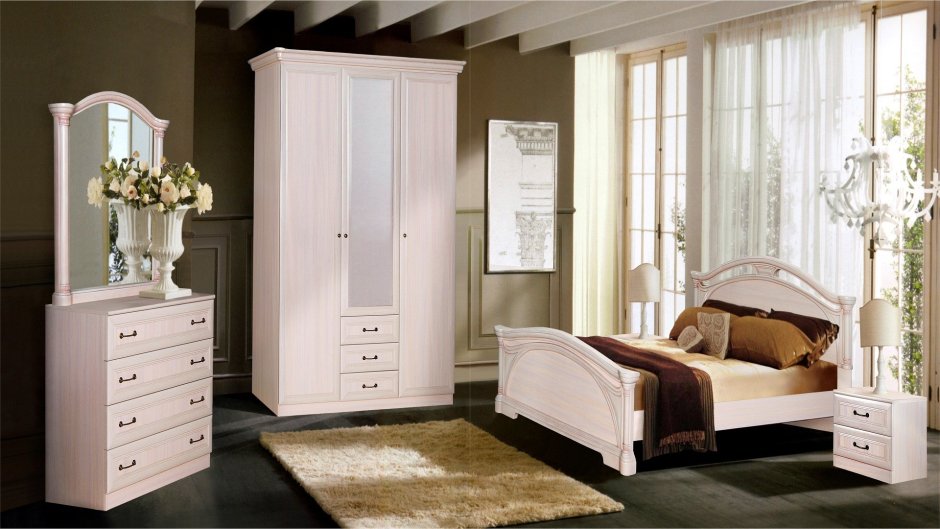 Спальный гарнитур Лючия светлая Шатура