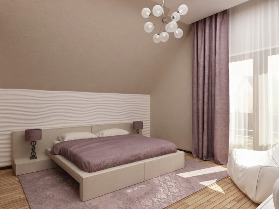 Интерьер в пастельных тонах мансарда