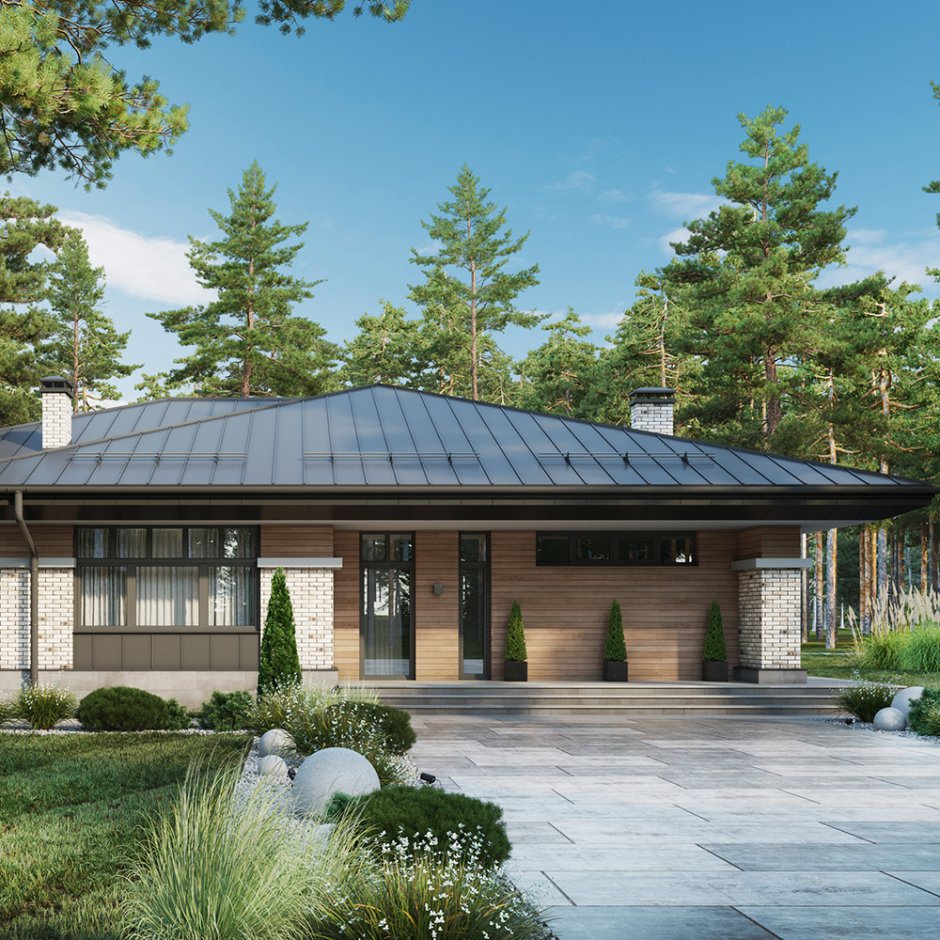 Одноэтажный дом Ричард в стиле Райта