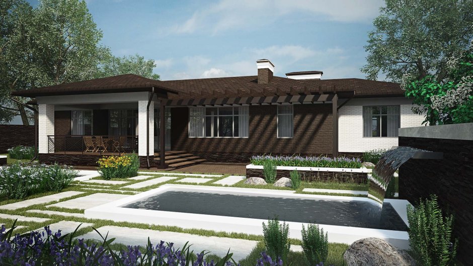 Проекты одноэтажных домов в стиле Райта