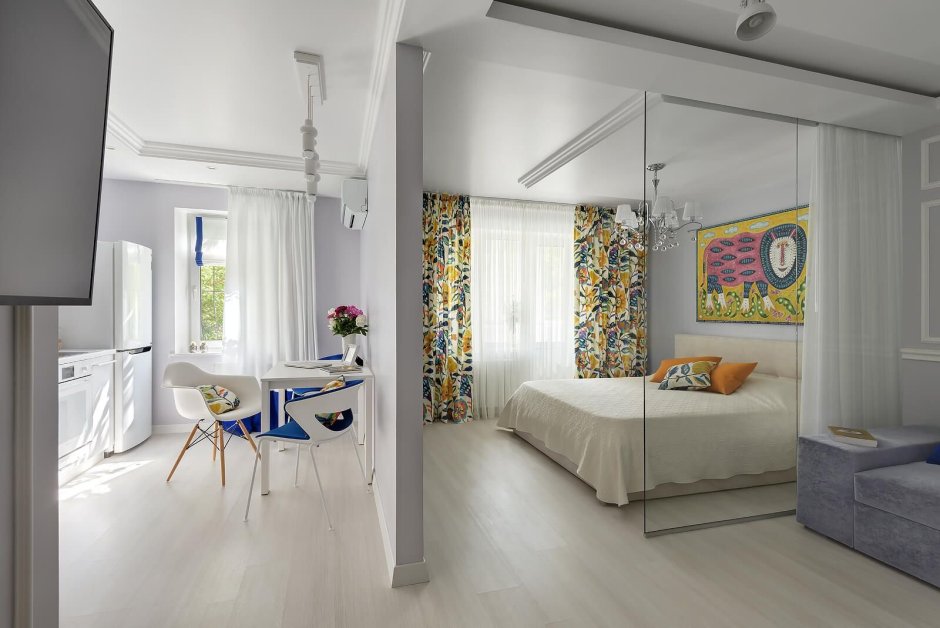 Студия 28 кв м планировка зонирование