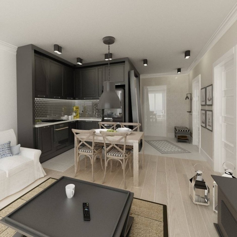 Интерьер проект однокомнатной квартиры с нишей