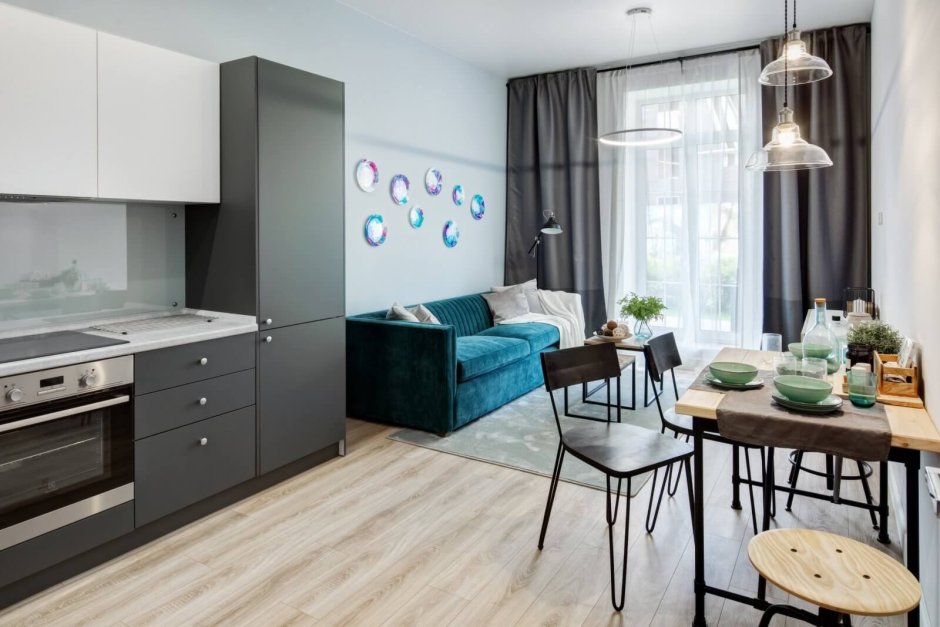 Кухня-гостиная 20 кв.м евродвушка