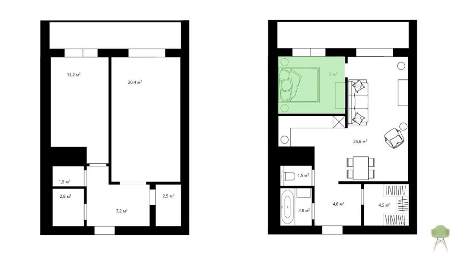 Евродвушка 40 кв