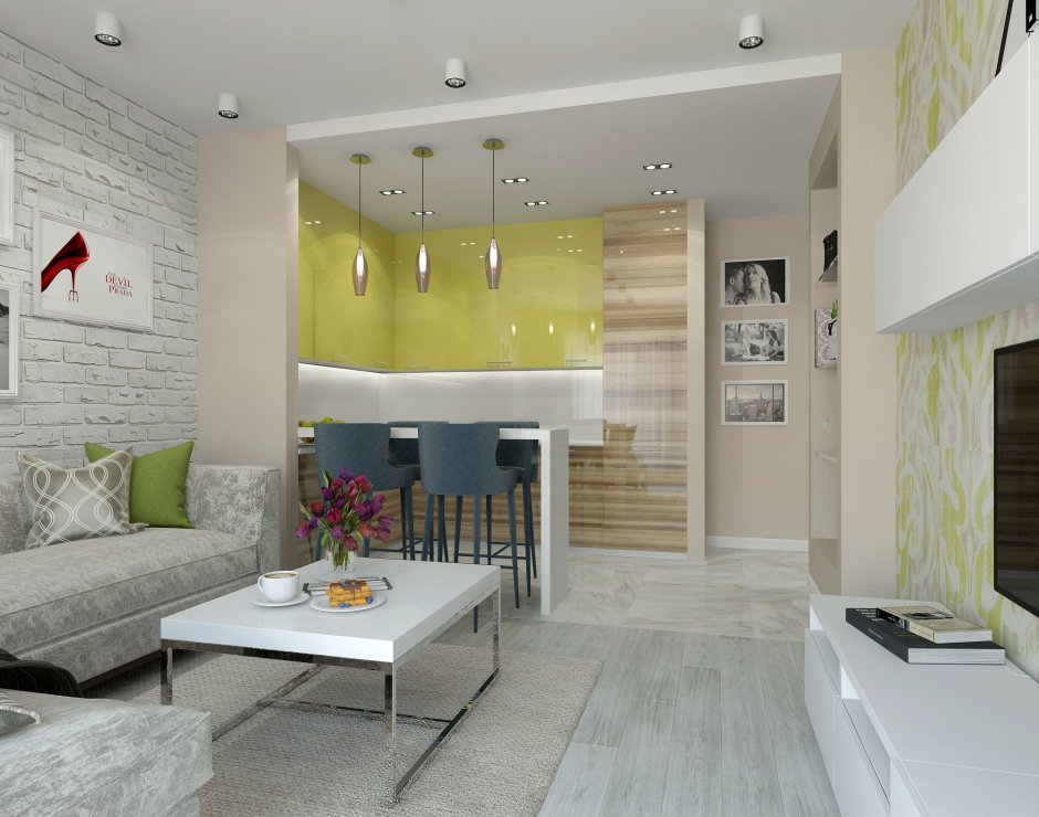 Комната-студия зал-кухня 18кв.м