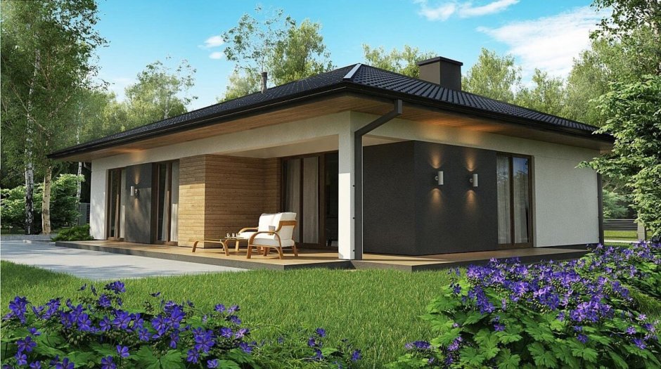 Проект z9 одноэтажный дом с террасой