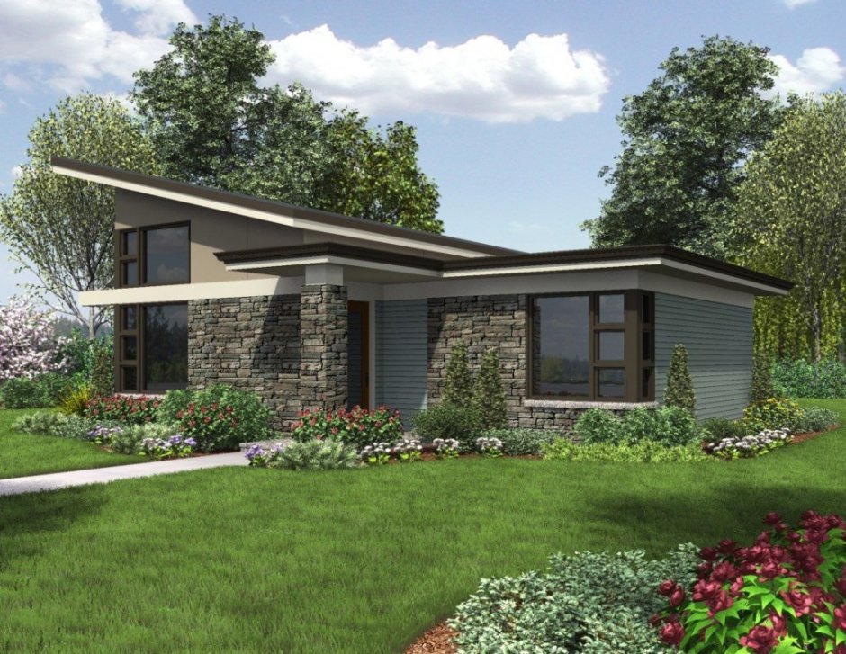 Одноэтажный дом с односкатной крышей проекты до 100 кв.м