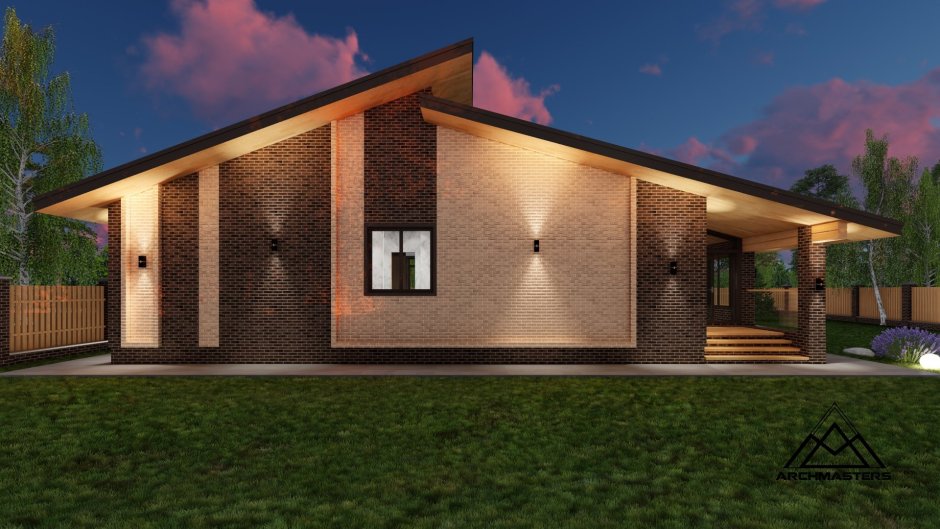 Дом Шале одноэтажный 100 кв.м из кирпича