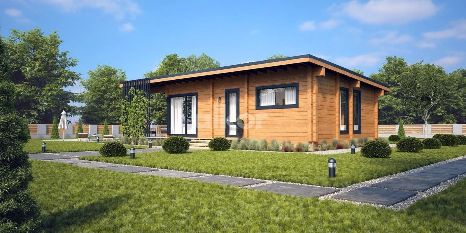 Деревянный дом 50 кв м с односкатной крышей