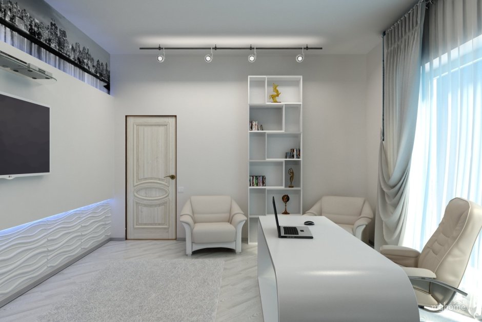 Интерьер кабинета в светлых тонах