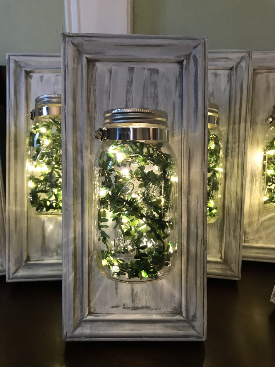 Декор из стеклянных банок