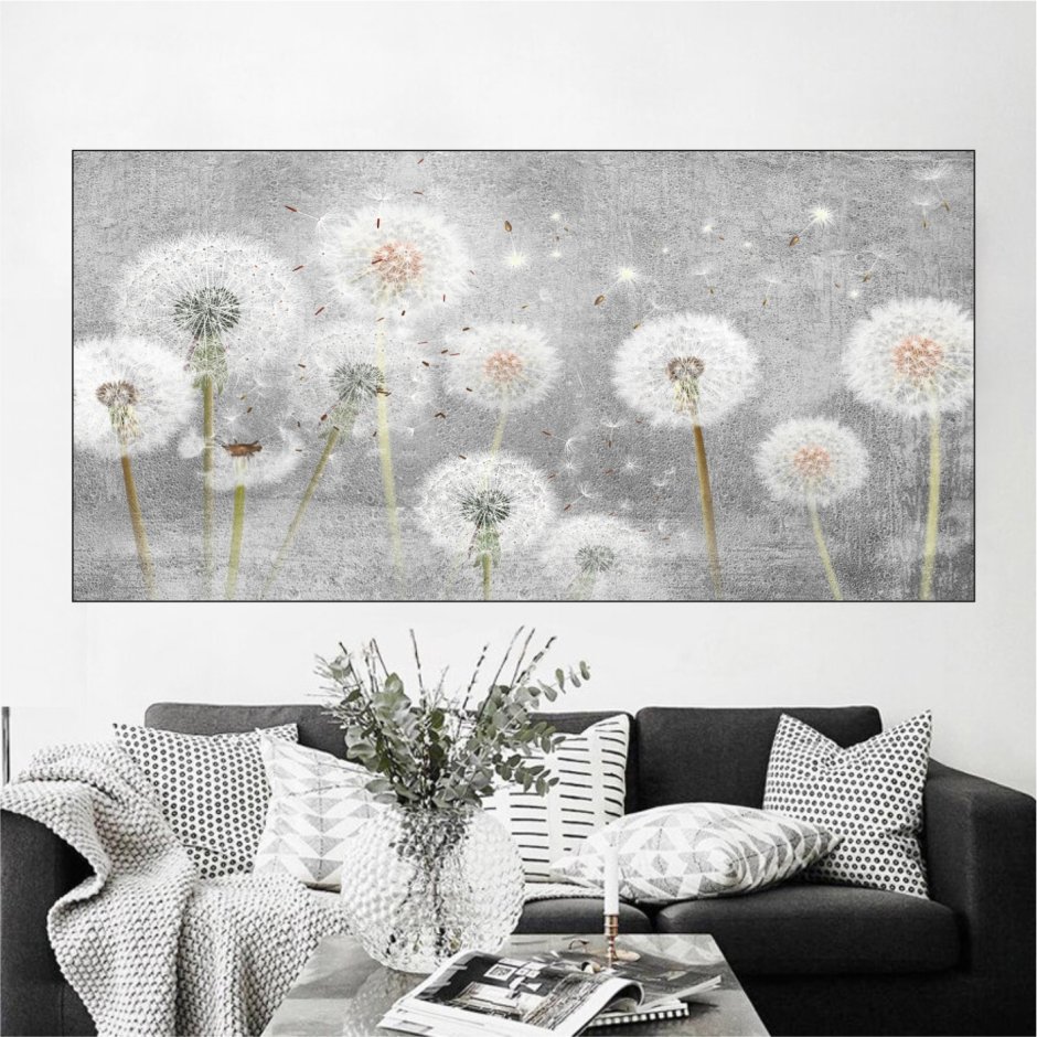 Обои с одуванчиками для стен в интерьере