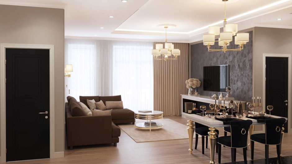 Гостиная в цвете капучино