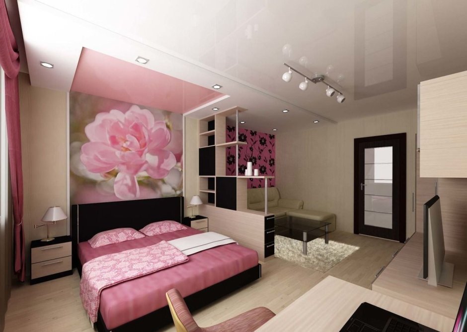 Гостиная с двумя окнами